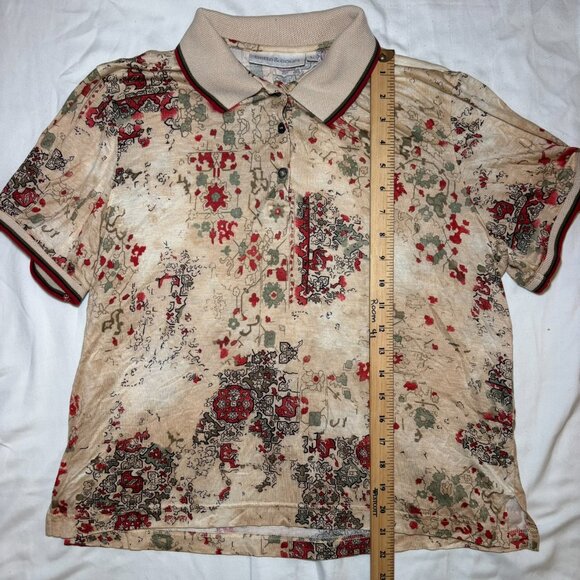 Bette and Court Women's Golf Shirt, Short Sleeve Polo, Sz L, Multicolor, Floral - Picture 4 of 5
